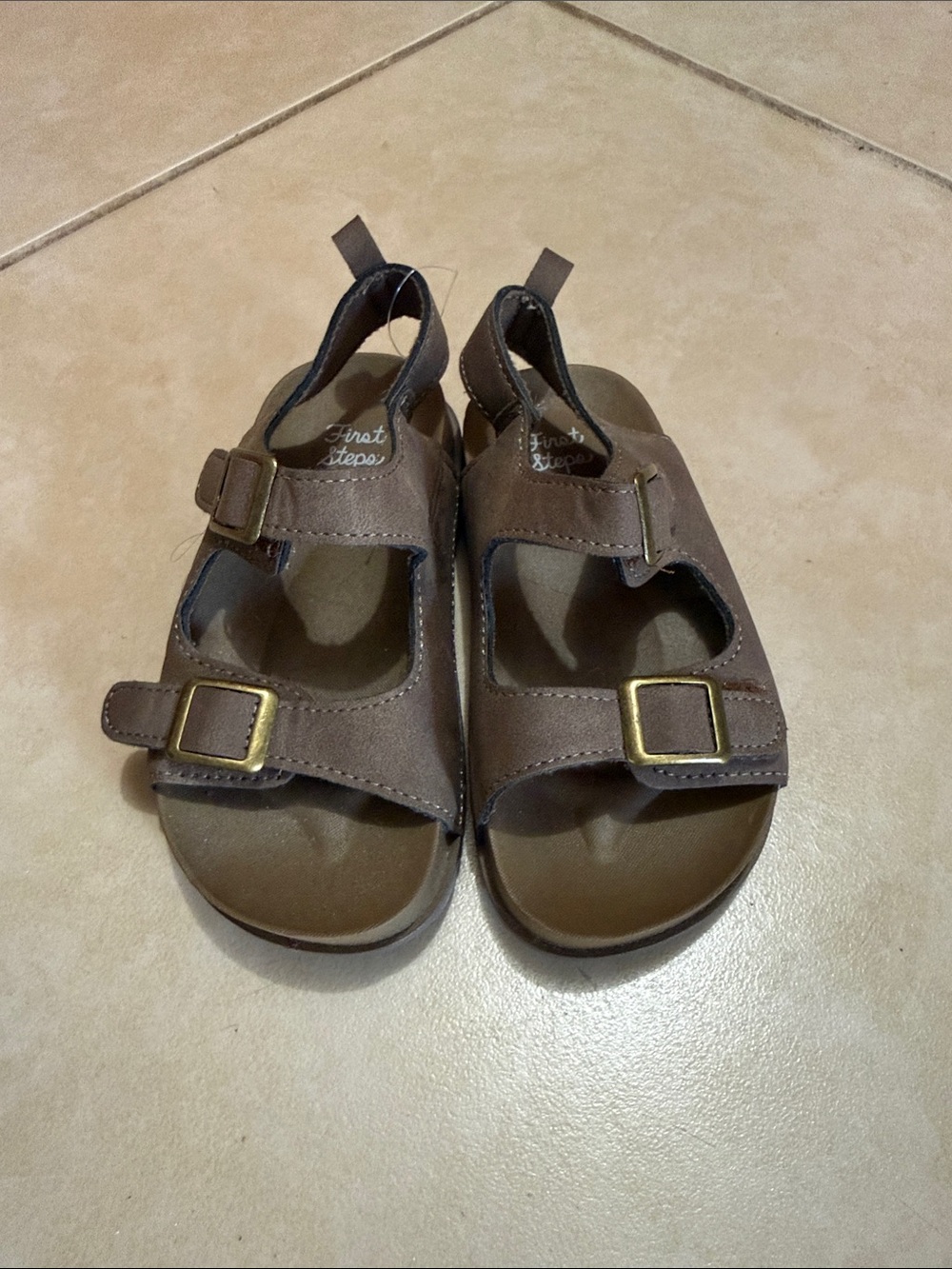 First Steps Brown Adjustable Toddler Sandals